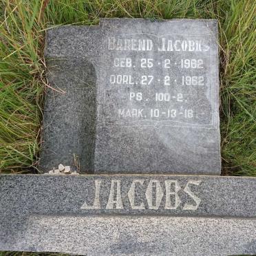 JACOBS Barend Jacobus 1962-1962