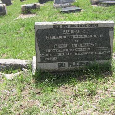 PLESSIS Jan Barend, du 1866-1950 &amp; Gertruida Elizabeth nee DREYER 1878-
