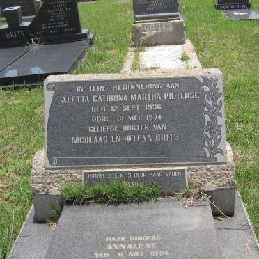 PIETERSE Aletta Cathrina Martha nee BRITS 1936-1974