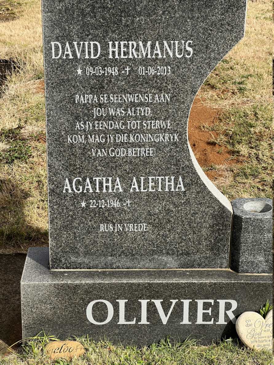 OLIVIER David Hermanus 1948-2013 &amp; Agatha Aletha 1946-