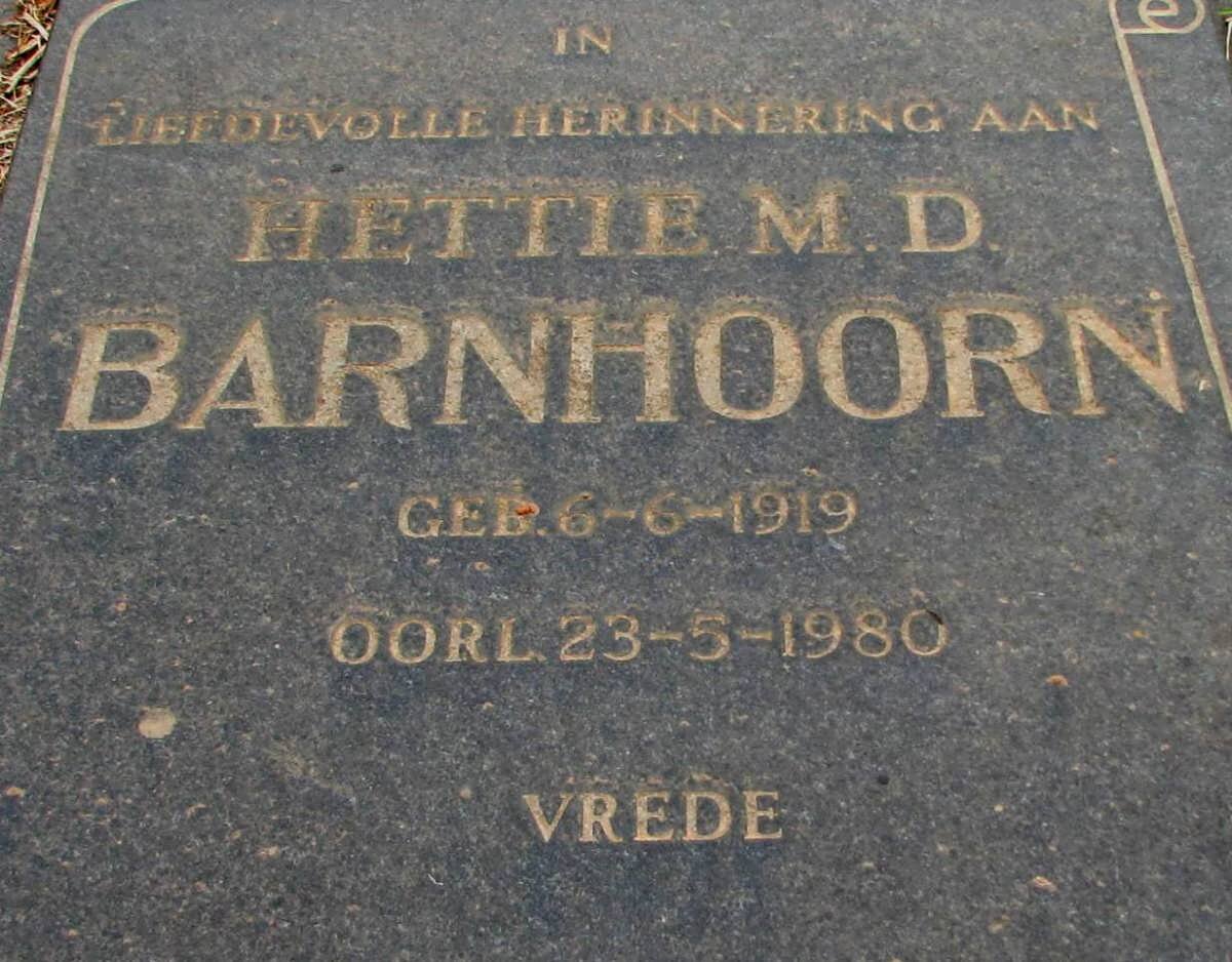 BARNHOORN M.D. 1919-1980