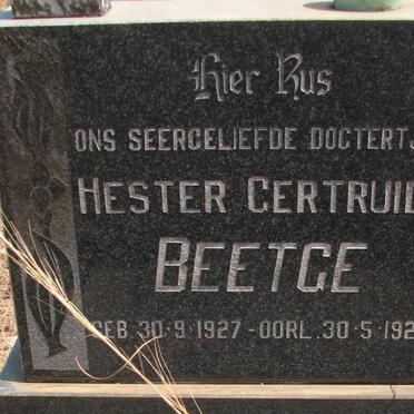 BEETGE Hester Gertruida 1927-1929