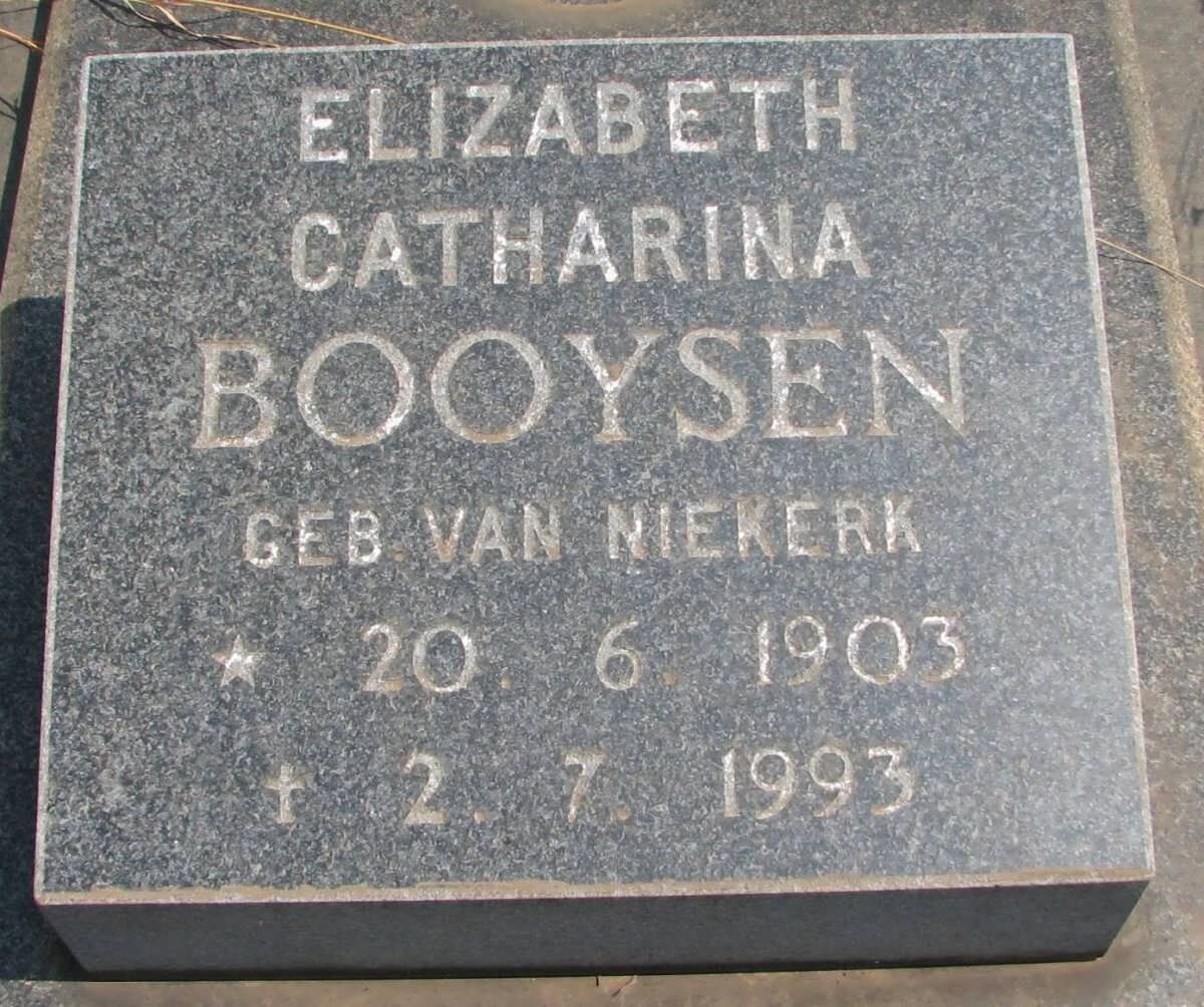 BOOYSEN Elizabeth Catharina nee VAN NIEKERK 1903-1993