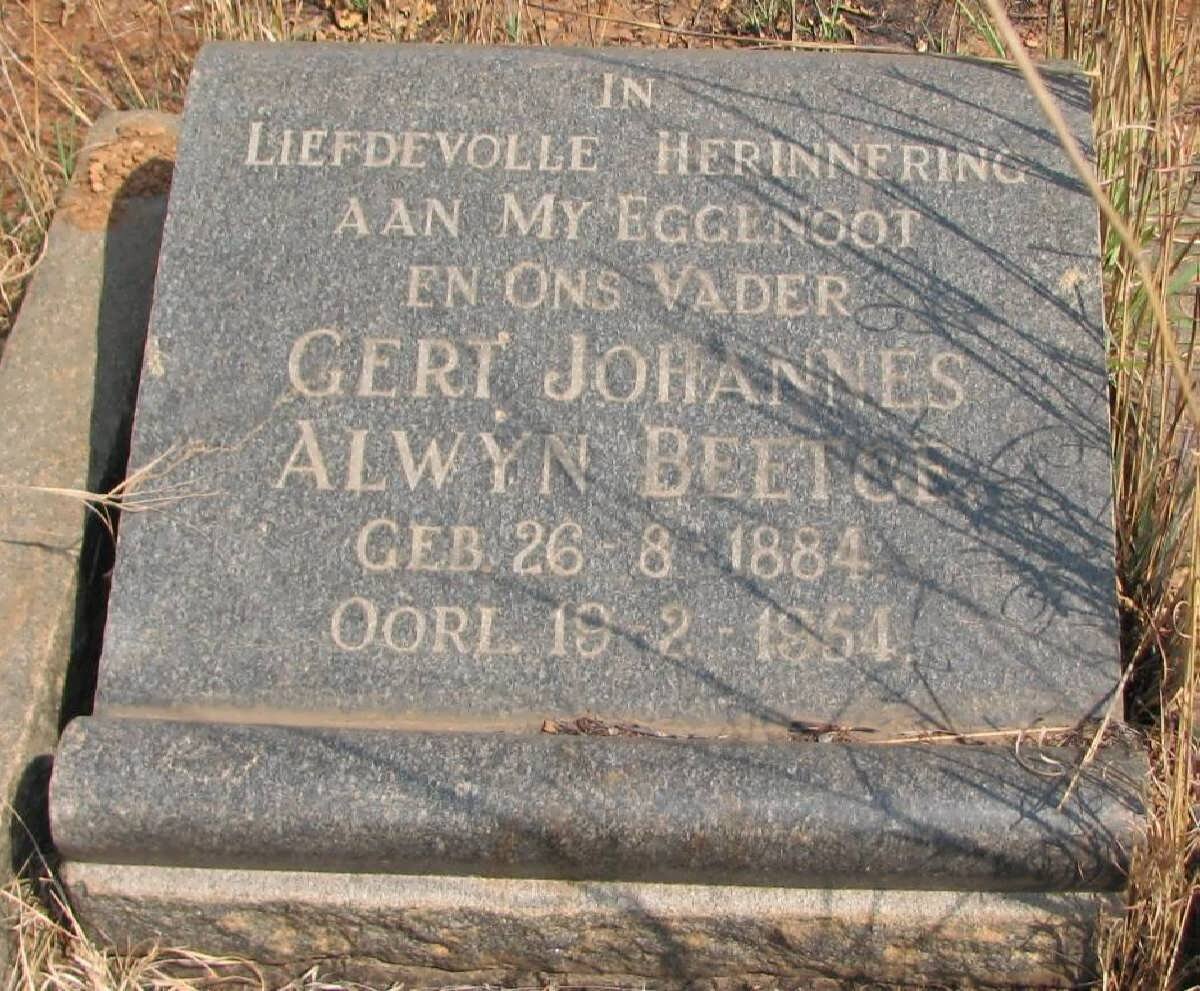 BEETGE Gert Johannes Alwyn 1884-1954