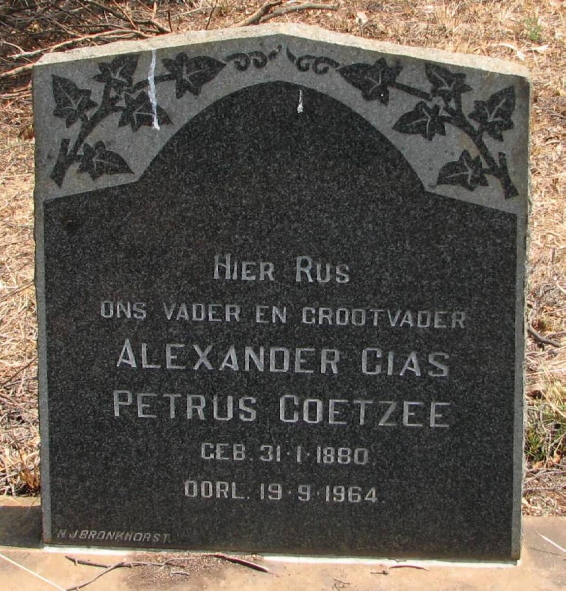 COETZEE Alexander Cias Petrus 1880-1964