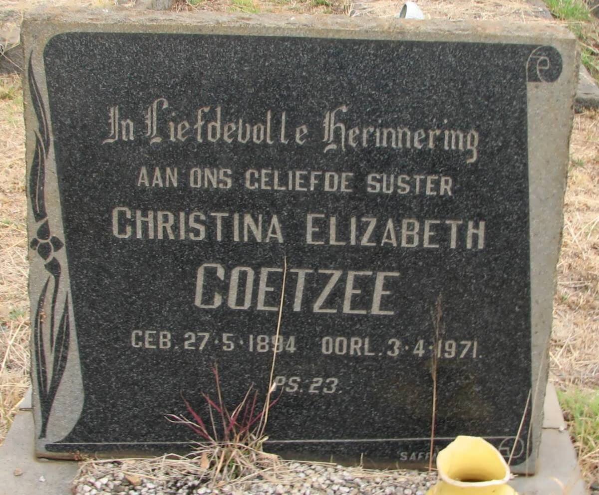 COETZEE Christina Elizabeth 1894-1971