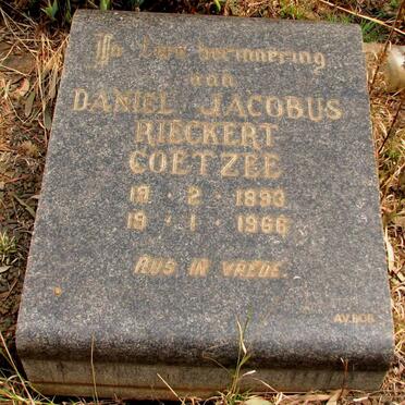 COETZEE Daniel Jacobus Rieckert 1893-1966
