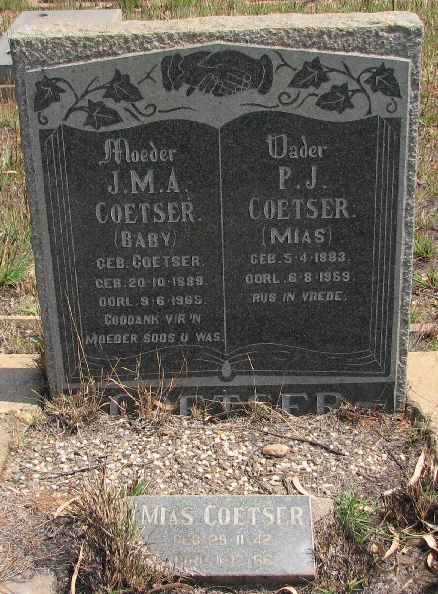 COETSER P.J. 1883-1959 &amp; J.M.A. COETSER 1889-1965 :: COETSER Mias 1942-1966