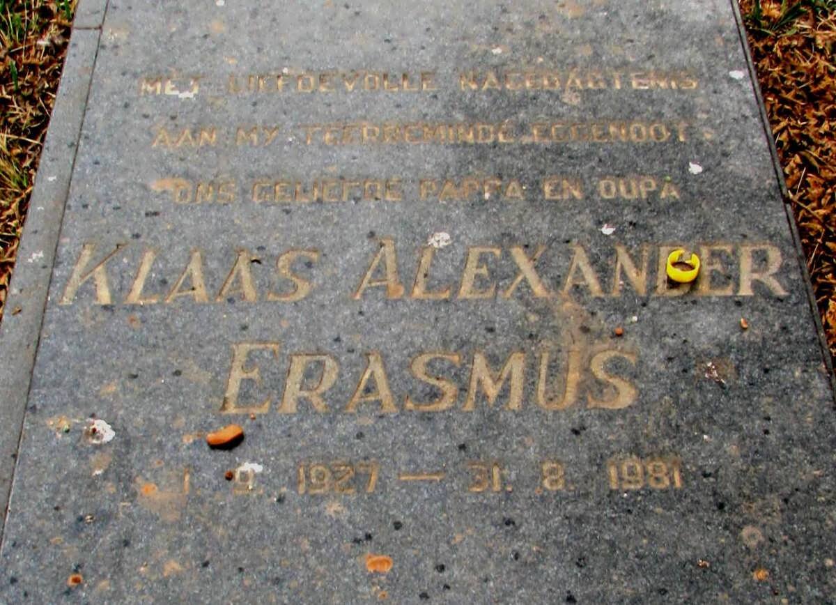 ERASMUS Klaas Alexander 1927-1981