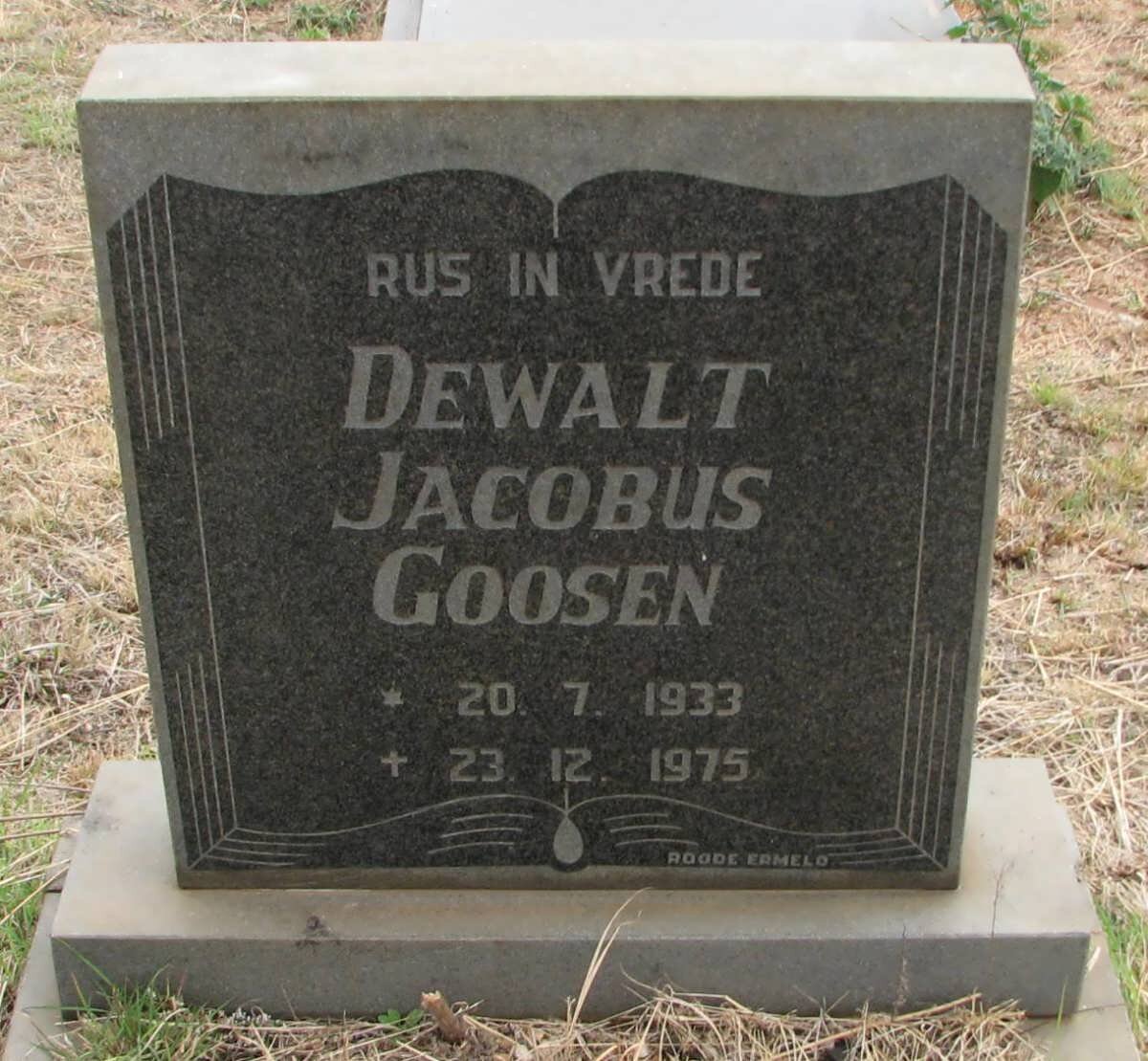 GOOSEN Dewalt Jacobus 1933-1975