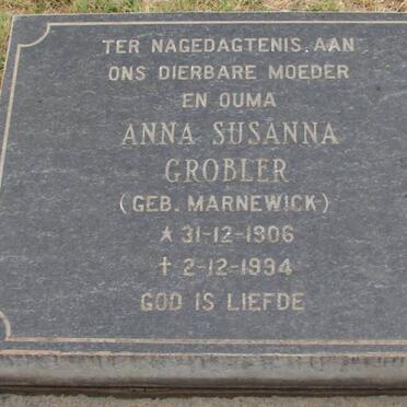GROBLER Anna Susanna nee MARNEWICK 1906-1994