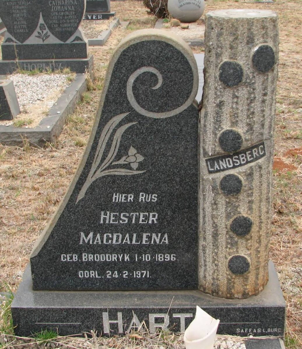 HART Hester Magdalena nee BROODRYK 1896-1971