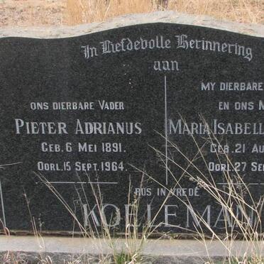 KOELEMAN Pieter Adrianus 1891-1964 &amp; Maria Isabella Johanna 1896-1954