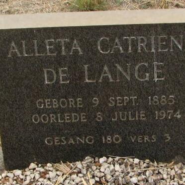 LANGE Alleta Catriena, de 1885-1974