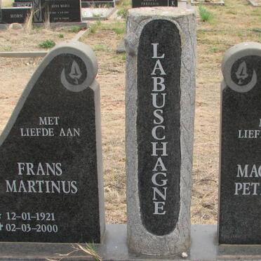 LABUSCHAGNE Frans Martinus 1921-2000 &amp; Magdalena Petronella 1926-1975