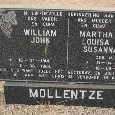 MOLLENTZE William John 1914-1984 &amp; Martha Louisa Susanna NEL 1917-1984