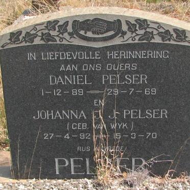 PELSER Daniel 1889-1969 &amp; Johanna J.J. VAN WYK 1892-1970