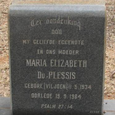 PLESSIS Maria Elizabeth, du nee VILJOEN 1934-1964