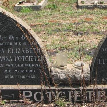 POTGIETER Lukas Solomon 1884-1959 &amp; Alida Elizabeth Johanna VAN DER MERWE 1890-1965