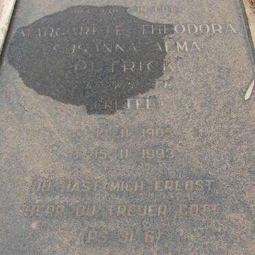 PETRICK Margarette Theodora Susanna Alma nee WINDISCH 1905-1993