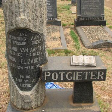 POTGIETER Johann van Aardt 1923-1965 &amp; Maria Elizabeth 1924-1993