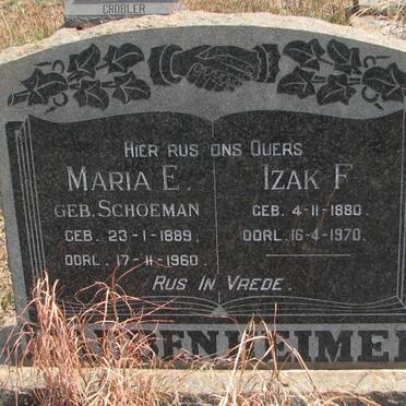 RAUBENHEIMER Izak F. 1880-1970 &amp; Maria E. SCHOEMAN 1889-1960