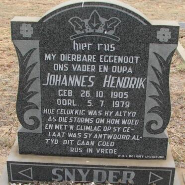 SNYDER Johannes Hendrik 1905-1979