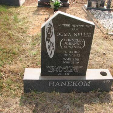 HANEKOM Cornelia Johanna Susanna 1915-2008