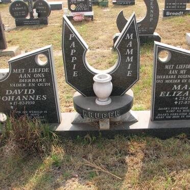 KRUGER David Johannes 1930- &amp; Maria Elizabeth 1930-2001