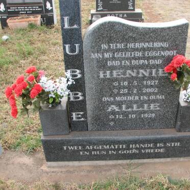LUBBE Hennie 1927-2002 &amp; Allie 1929-
