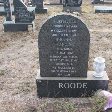 ROODE Johanna Francina 1934-1992
