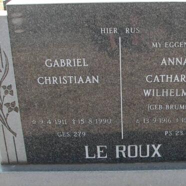 ROUX Gabriël Christiaan, le 1911-1990 &amp; Anna Catharina Wilhelmina BRUMMER 1916-1985