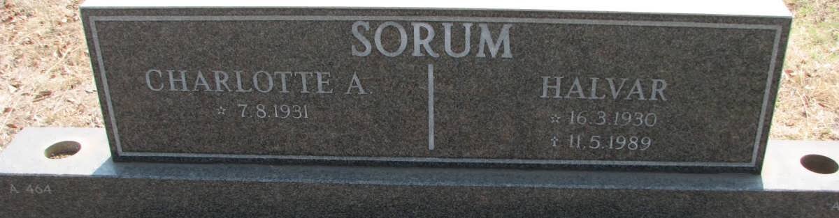 SORUM Halvar 1930-1989 &amp; Charlotte A. 1931-