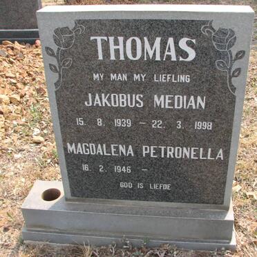 THOMAS Jakobus Median 1939-1998 &amp; Magdalena Petronella 1946-