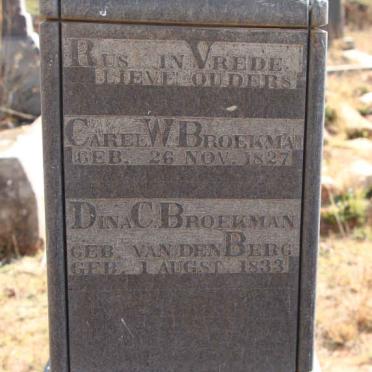 BROEKMAN Carel W. 1827- &amp; Dina C. VAN DEN BERG 1833-