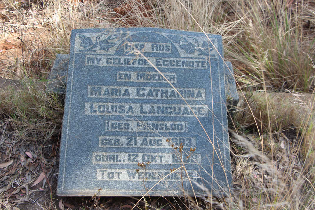 LANGUAGE Maria Catharina Louisa nee PRINSLOO 1883-1909