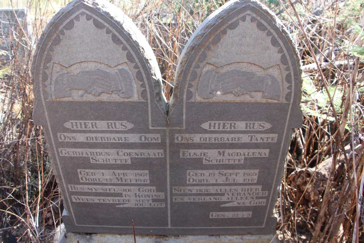 SCHUTTE Gerhardus Coenraad 1867-1947 &amp; Elsje Magdalena 1869-1947