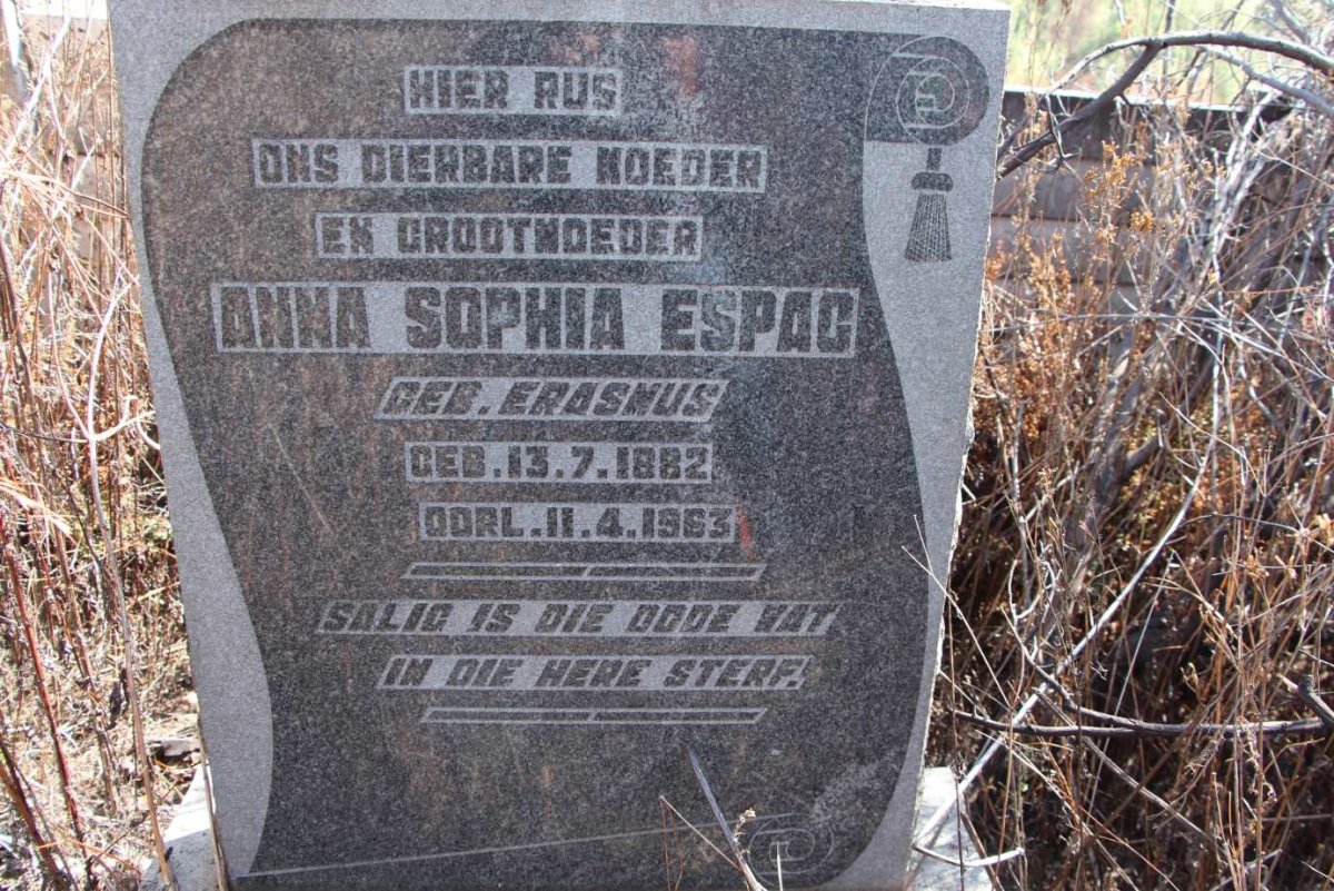 ESPAG Anna Sophia nee ERASMUS 1882-1963