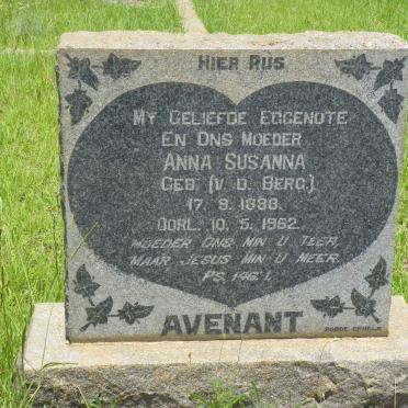 AVENANT Anna Susanna nee V.D. BERG 1888-1952