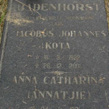 BADENHORST Jacobus Johannes 1922-2001 &amp; Anna Catharina 192?-