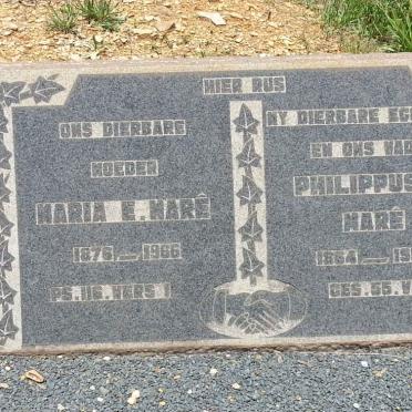MARE Philippus P. 1864-1950 &amp; Maria E. 1876-1966