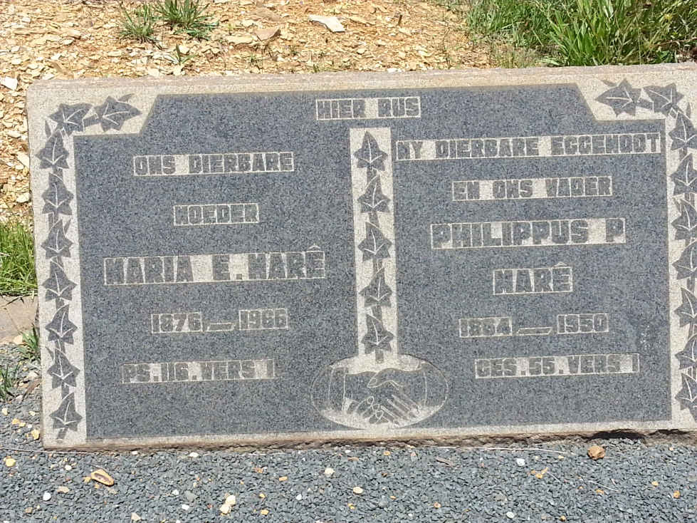 MARE Philippus P. 1864-1950 &amp; Maria E. 1876-1966