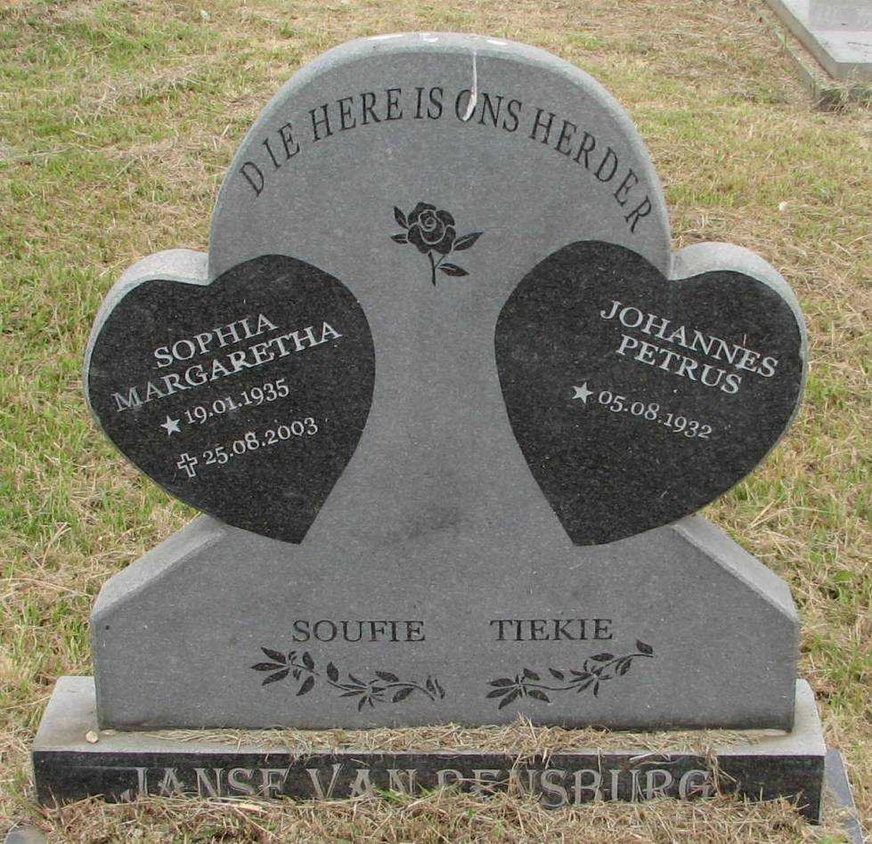 RENSBURG Johannes Petrus, Janse van 1932- &amp; Sophia Margaretha 1935-2003