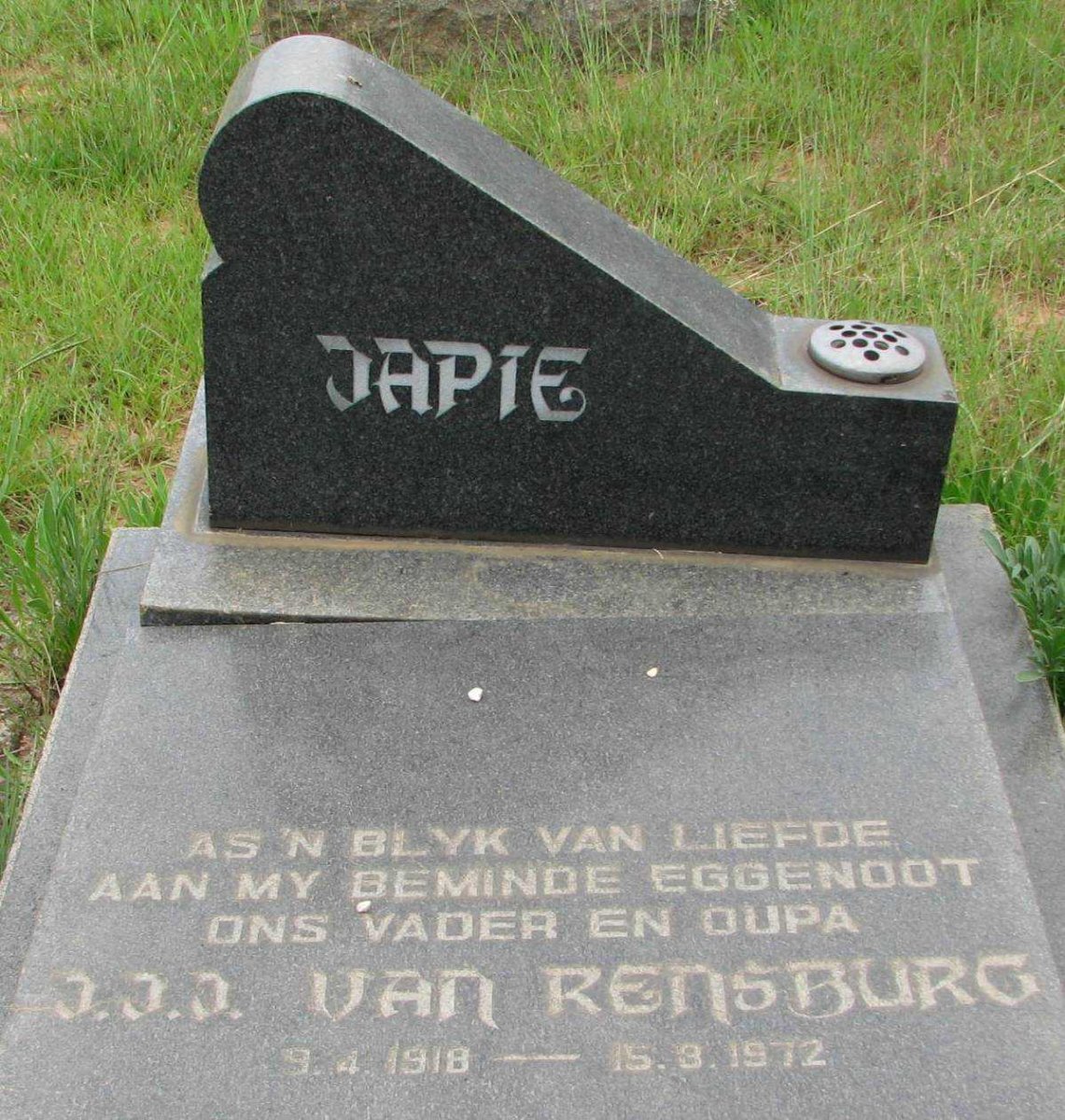 RENSBURG J.J.J., van 1918-1972