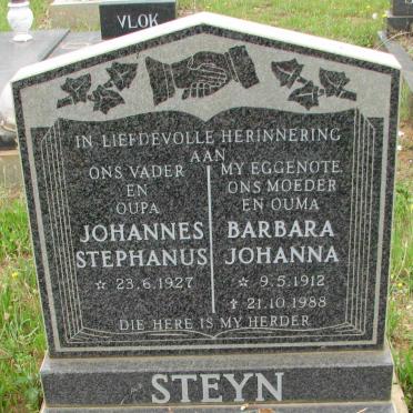 STEYN Johannes Stephanus 1927- &amp; Barbara Johanna 1912-1988
