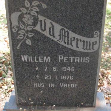MERWE Willem Petrus, van der  1946-1976