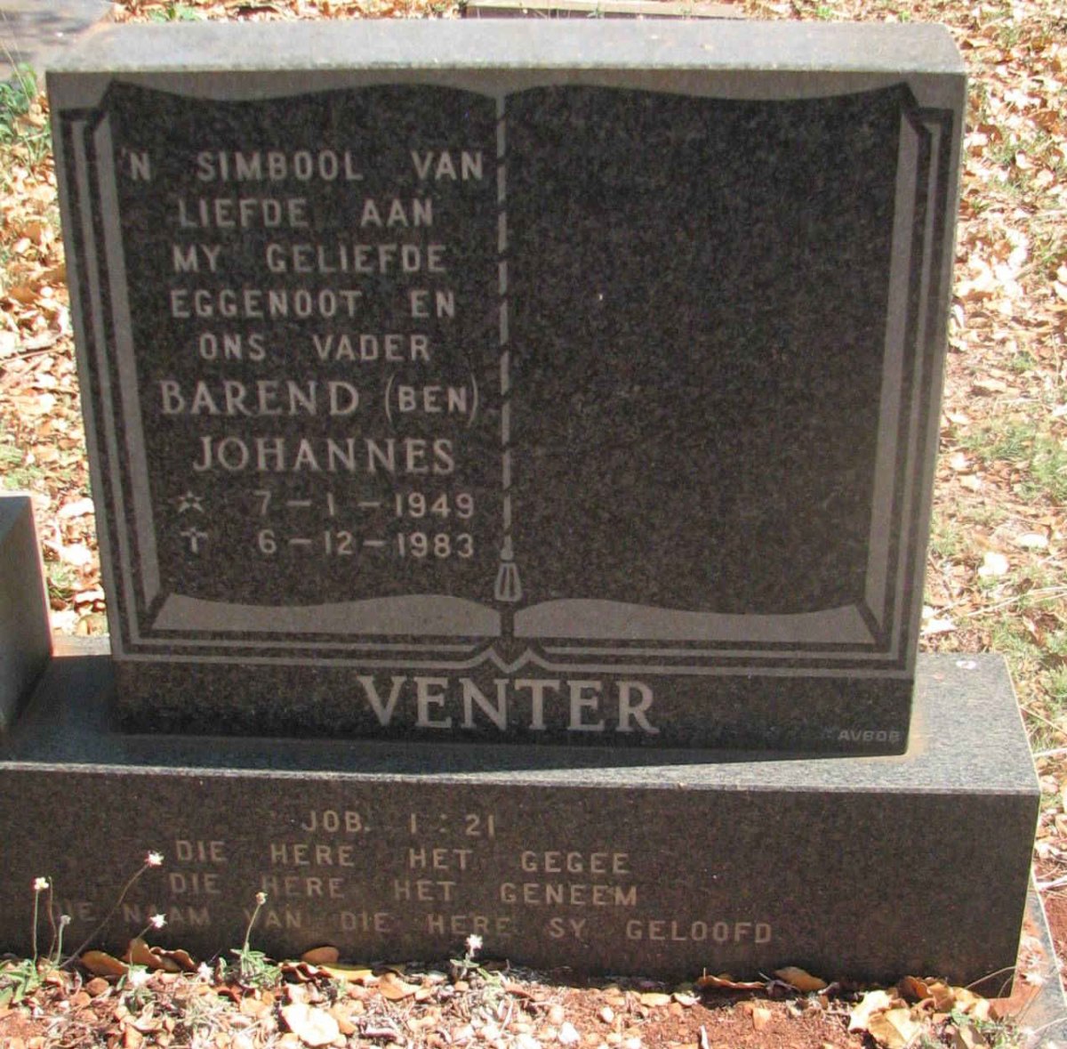 VENTER Barend Johannes 1949-1983