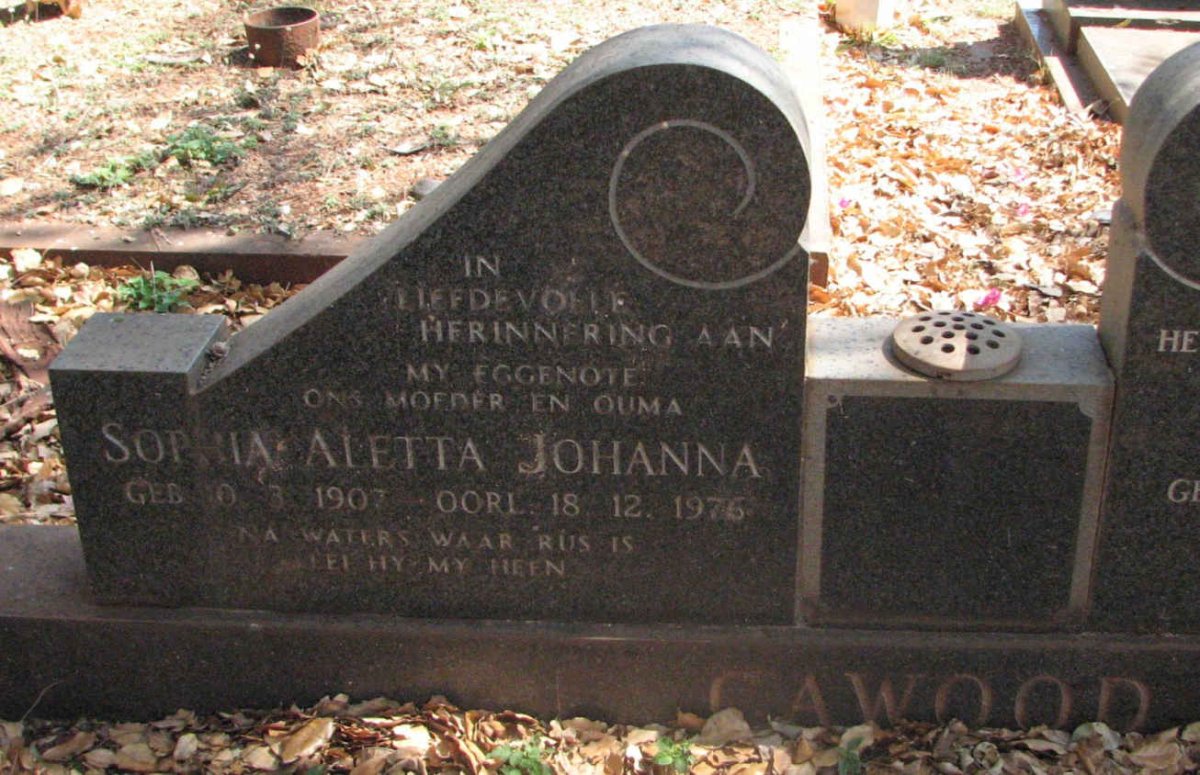 CAWOOD Sophia Aletta Johanna 1907-1976
