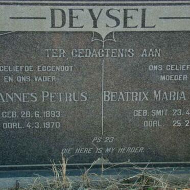DEYSEL  Johannes Petrus 1893-1970 &amp; Beatrix Maria Johanna SMIT 1895-1980