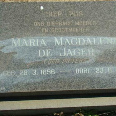 JAGER Maria Magdalena, de nee PIETERS 1896-1984